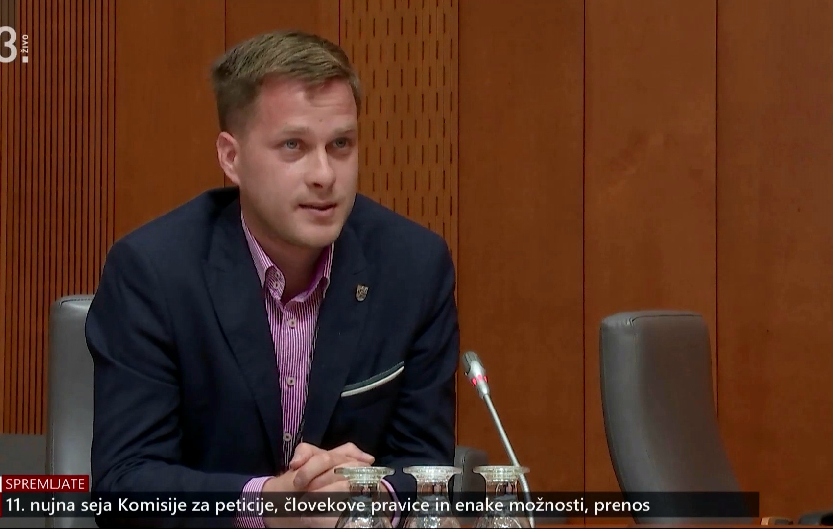 Podžupan Janez Jože Olovec na 11. nujna seja Komisije za peticije, človekove pravice in enake možnosti (Posnetek zaslona prenosa na TVSLO3)